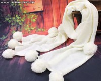 [FORA DE ESTOQUE] Cachecol Branco com Pom Pom