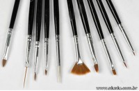 Kit com 10 Pincéis Especiais para Nail Art - FRETE GRÁTIS