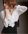 Camisa de Chiffon com Decote Lotus - 3 Cores - FRETE GRÁTIS